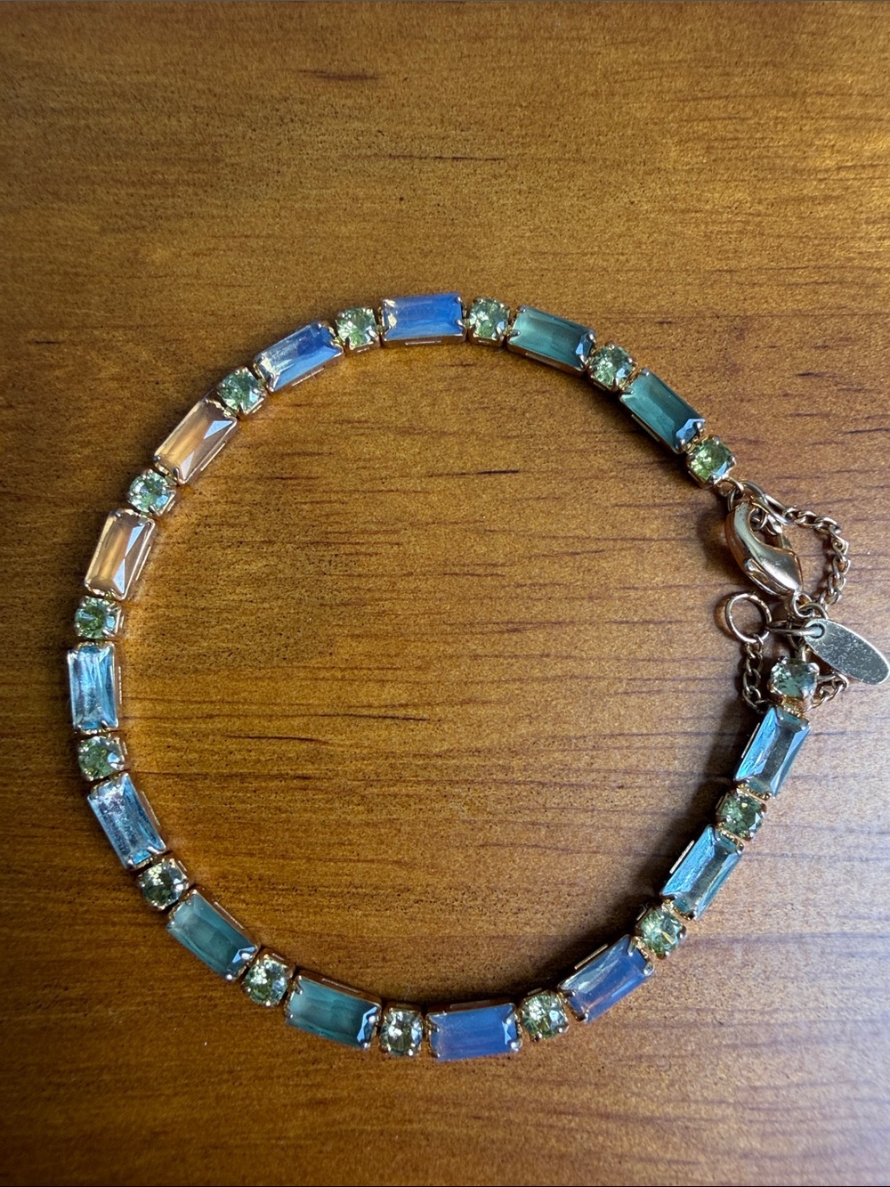Anthropologie Multicolor Baguette Rhinestone Tennis Bracelet
